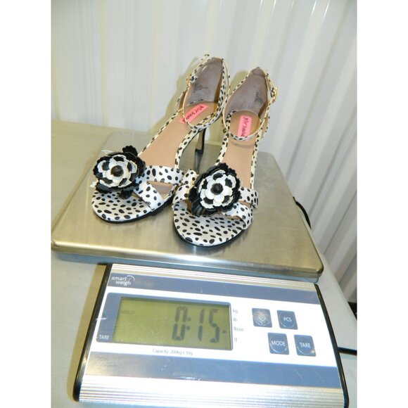 Betsey Johnson Womens Polka Dot Floral Accent Heels Sandal Ankle Strap Size 9M - Picture 15 of 15